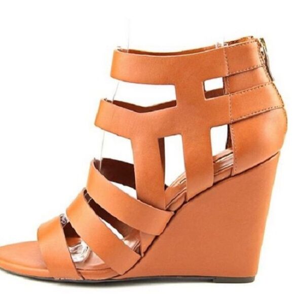 Cognac Brown BCBGeneration Maya Wedge Sandal Sz 8 - Picture 2 of 10